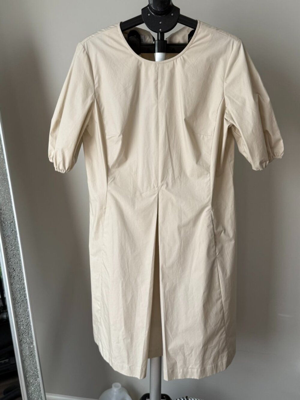 Sara Campbell Boston XL Ivory Cotton Puff Sleeve Sheath Dress NWT Made USA